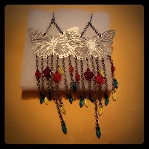 Silver Butterfly dangle earrings